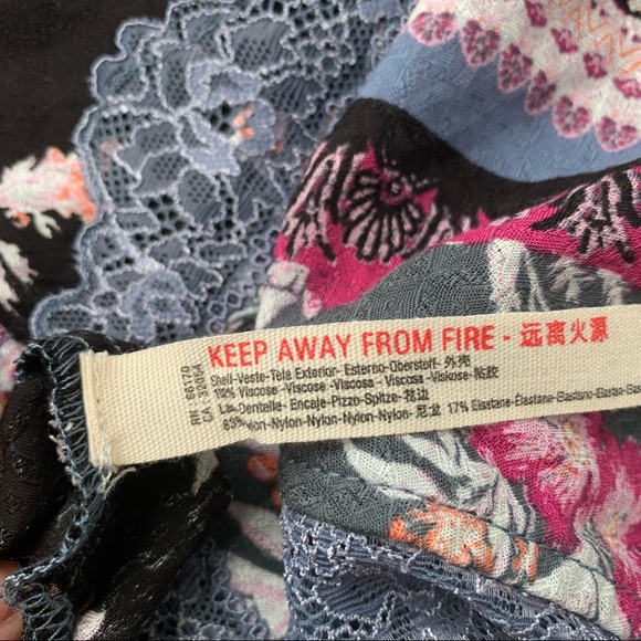 Free People NWT Black Floral Graphite Combo Maxi Slip Dress with Lace Detail - Picture 10 of 15